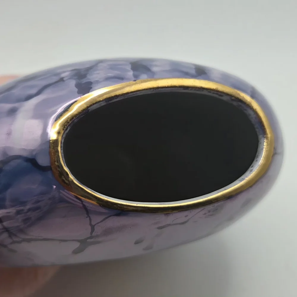 The Art Of Chokin Vase 24k Gold Edged Marbled Purple Blue